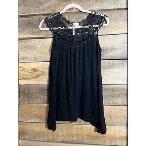 Simply Irresistible Womens Black Crochet Lace Neck Tank Top Tunic Style 9095N S